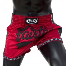 BS1703 Fairtex Red-Black Slim Cut Muay Thai Shorts