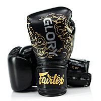 BGVG3 Fairtex X Glory Black-Gold Velcro Boxing Gloves